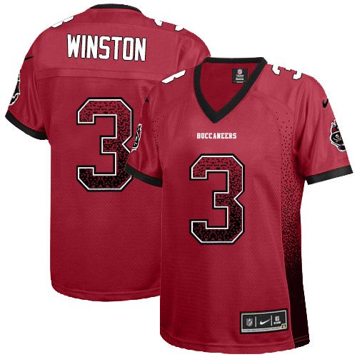 Nike Buccaneers #3 Jameis Winston Red Team Color Women's Stitched NFL Elite Drift Fashion Jersey - Click Image to Close