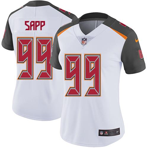 Nike Buccaneers #99 Warren Sapp White Women's Stitched NFL Vapor Untouchable Limited Jersey - Click Image to Close