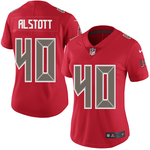 Nike Buccaneers #40 Mike Alstott Red Women's Stitched NFL Limited Rush Jersey - Click Image to Close