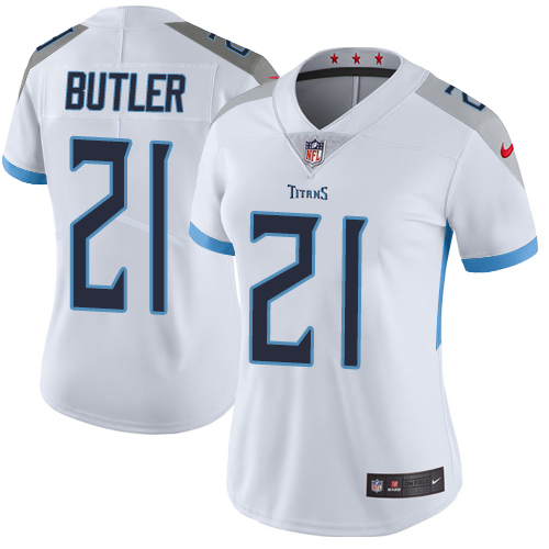 Nike Titans #21 Malcolm Butler White Women's Stitched NFL Vapor Untouchable Limited Jersey - Click Image to Close