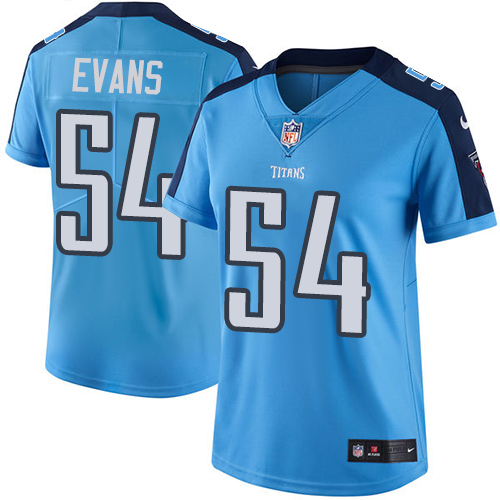 Nike Titans #54 Rashaan Evans Light Blue Women's Stitched NFL Limited Rush Jersey - Click Image to Close