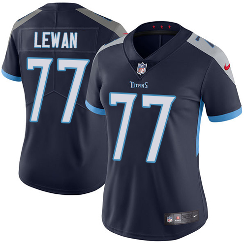 Nike Titans #77 Taylor Lewan Navy Blue Team Color Women's Stitched NFL Vapor Untouchable Limited Jersey - Click Image to Close