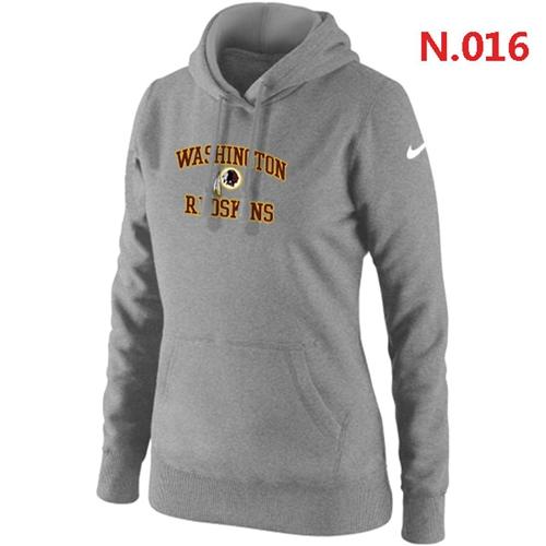 Women's Nike Washington Redskins Heart & Soul Pullover Hoodie Light Grey - Click Image to Close