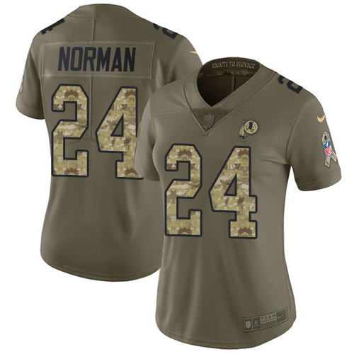 Nike Redskins #24 Josh Norman Olive/Camo Women's Stitched NFL Limited 2017 Salute to Service Jersey