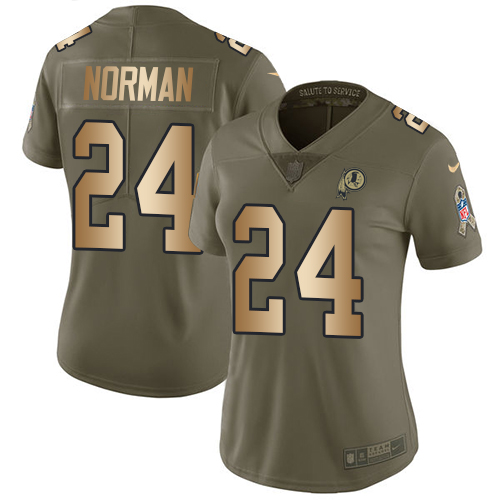 Nike Redskins #24 Josh Norman Olive/Gold Women's Stitched NFL Limited 2017 Salute to Service Jersey