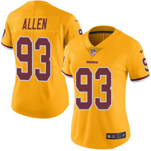 Nike Redskins #93 Jonathan Allen Gold Women's Stitched NFL Limited Rush Jersey