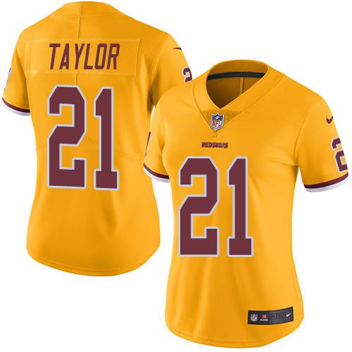 Nike Redskins #21 Sean Taylor Gold Women's Stitched NFL Limited Rush Jersey - Click Image to Close