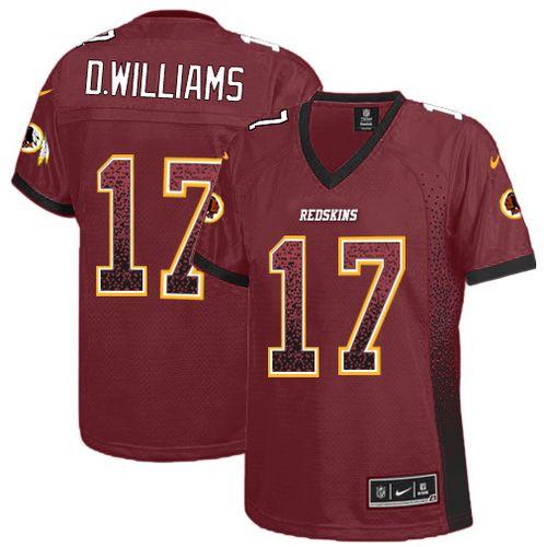 Nike Redskins #17 Doug Williams Burgundy Red Team Color Women's Stitched NFL Elite Drift Fashion Jersey