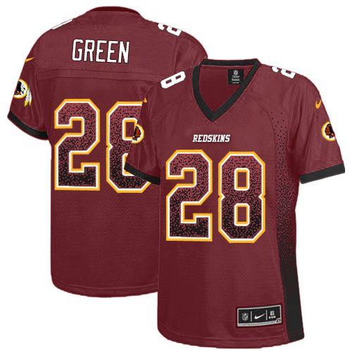 Nike Redskins #28 Darrell Green Burgundy Red Team Color Women's Stitched NFL Elite Drift Fashion Jersey