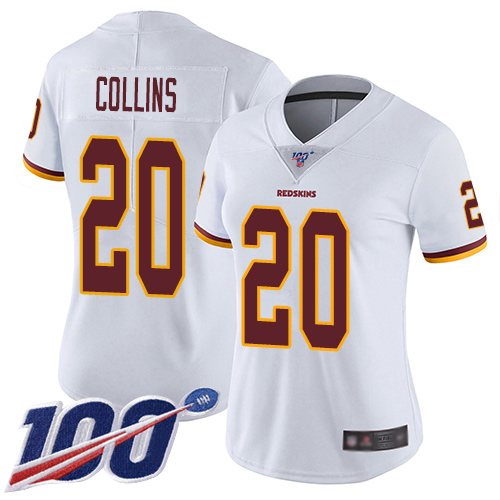 Redskins #20 Landon Collins White Women's Stitched Football 100th Season Vapor Limited Jersey