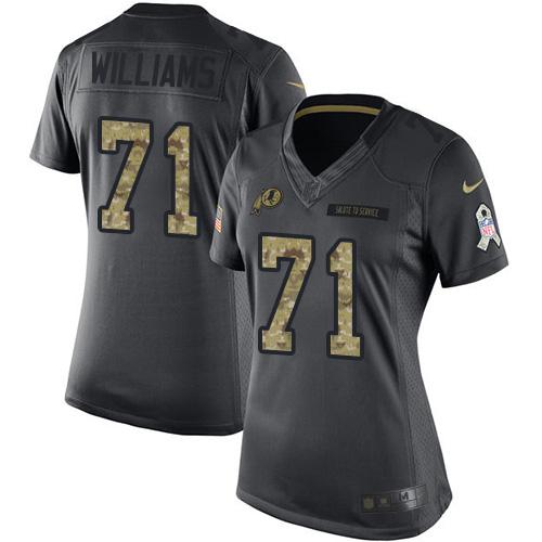 Nike Redskins #71 Trent Williams Black Women's Stitched NFL Limited 2016 Salute to Service Jersey