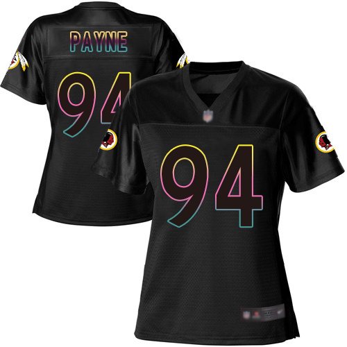 Redskins #94 Da'Ron Payne Black Women's Football Fashion Game Jersey