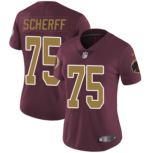 Nike Redskins #75 Brandon Scherff Burgundy Red Alternate Women's Stitched NFL Vapor Untouchable Limited Jersey