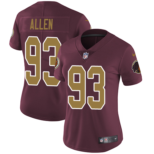 Nike Redskins #93 Jonathan Allen Burgundy Red Alternate Women's Stitched NFL Vapor Untouchable Limited Jersey