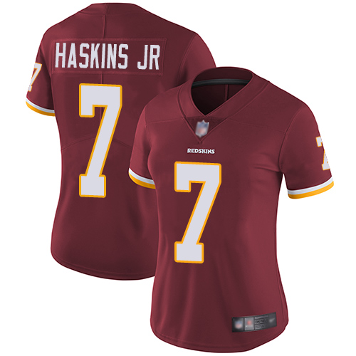 Redskins #7 Dwayne Haskins Jr Burgundy Red Team Color Women's Stitched Football Vapor Untouchable Limited Jersey