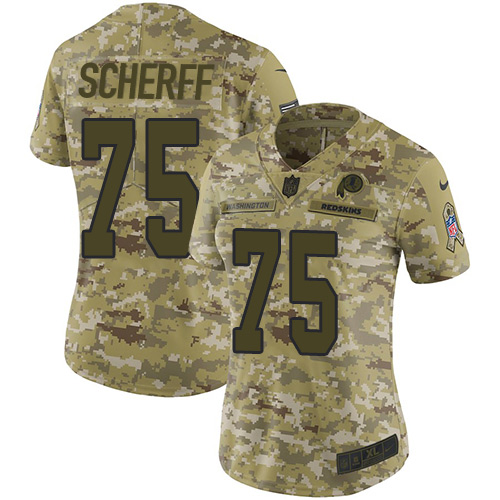 Nike Redskins #75 Brandon Scherff Camo Women's Stitched NFL Limited 2018 Salute to Service Jersey