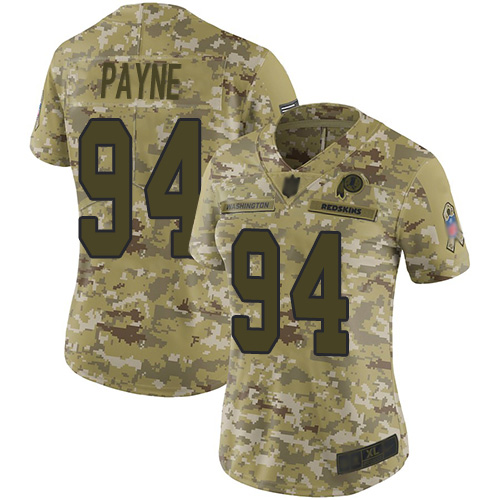 Redskins #94 Da'Ron Payne Camo Women's Stitched Football Limited 2018 Salute to Service Jersey - Click Image to Close