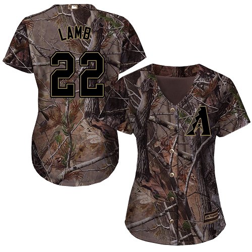 Diamondbacks #22 Jake Lamb Camo Realtree Collection Cool Base Women's Stitched MLB Jersey