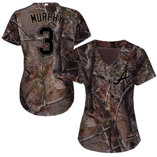 Braves #3 Dale Murphy Camo Realtree Collection Cool Base Women's Stitched MLB Jersey