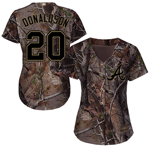 Braves #20 Josh Donaldson Camo Realtree Collection Cool Base Women's Stitched MLB Jersey