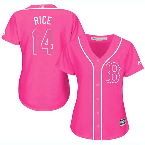 Red Sox #14 Jim Rice Pink Fashion Women's Stitched MLB Jersey - Click Image to Close