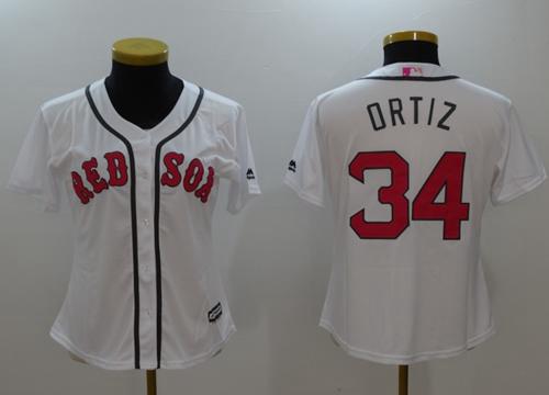 Red Sox #34 David Ortiz White Mother's Day Cool Base Women's Stitched MLB Jersey - Click Image to Close