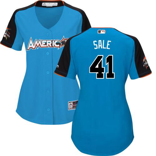 Red Sox #41 Chris Sale Blue 2017 All-Star American League Women's Stitched MLB Jersey - Click Image to Close