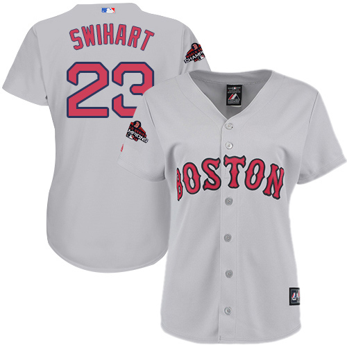 Red Sox #23 Blake Swihart Grey Road 2018 World Series Champions Women's Stitched MLB Jersey