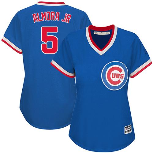 Cubs #5 Albert Almora Jr. Blue Cooperstown Women's Stitched MLB Jersey