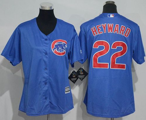 Cubs #22 Jason Heyward Blue Alternate Women's Stitched MLB Jersey - Click Image to Close