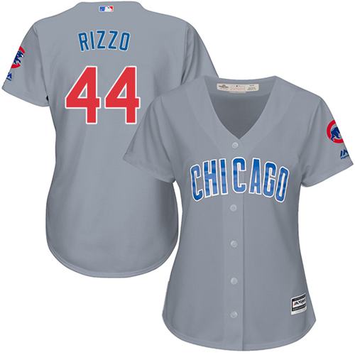 Cubs #44 Anthony Rizzo Grey Road Women's Stitched MLB Jersey - Click Image to Close