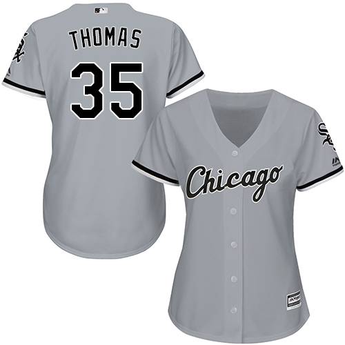 White Sox #35 Frank Thomas Grey Road Women's Stitched MLB Jersey