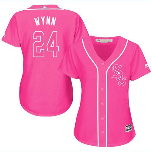 White Sox #24 Early Wynn Pink Fashion Women's Stitched MLB Jersey - Click Image to Close