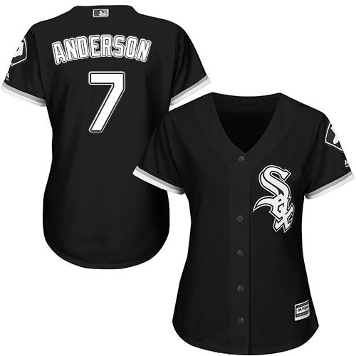 White Sox #7 Tim Anderson Black Alternate Women's Stitched MLB Jersey - Click Image to Close