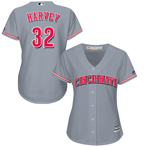 Reds #32 Matt Harvey Grey Road Women's Stitched MLB Jersey - Click Image to Close