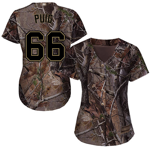 Reds #66 Yasiel Puig Camo Realtree Collection Cool Base Women's Stitched MLB Jersey