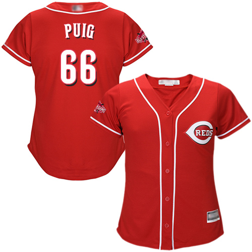 Reds #66 Yasiel Puig Red Alternate Women's Stitched MLB Jersey