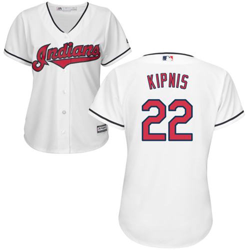 Indians #22 Jason Kipnis White Women's Home Stitched MLB Jersey - Click Image to Close