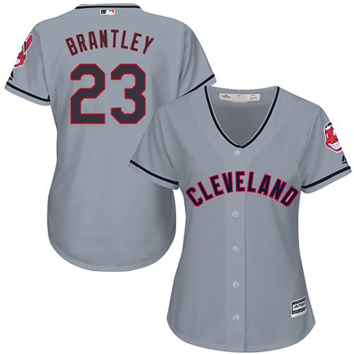 Indians #23 Michael Brantley Grey Women's Road Stitched MLB Jersey - Click Image to Close