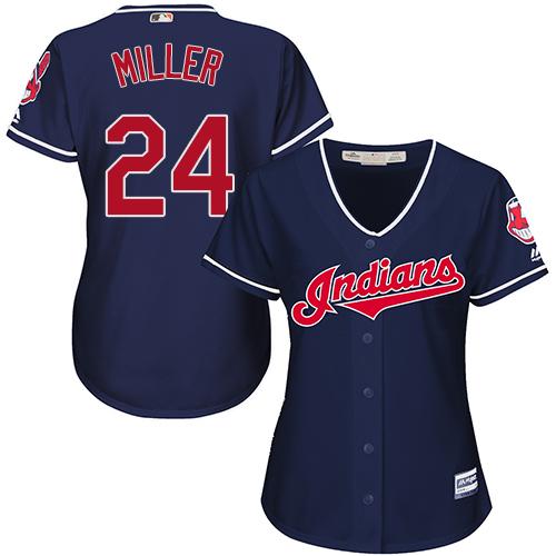 Indians #24 Andrew Miller Navy Blue Women's Alternate Stitched MLB Jersey - Click Image to Close