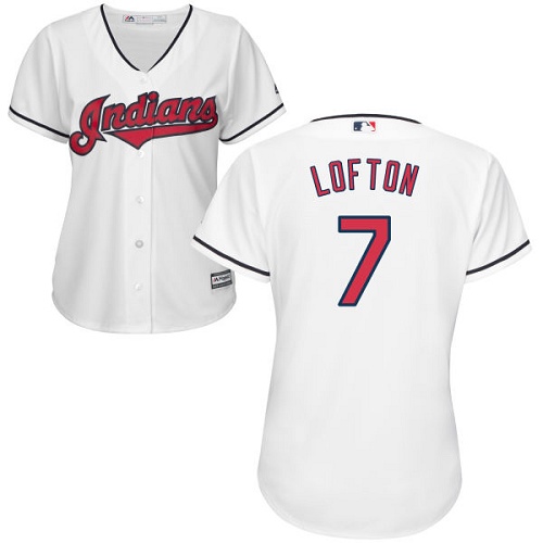 Indians #7 Kenny Lofton White Home Women's Stitched MLB Jersey - Click Image to Close