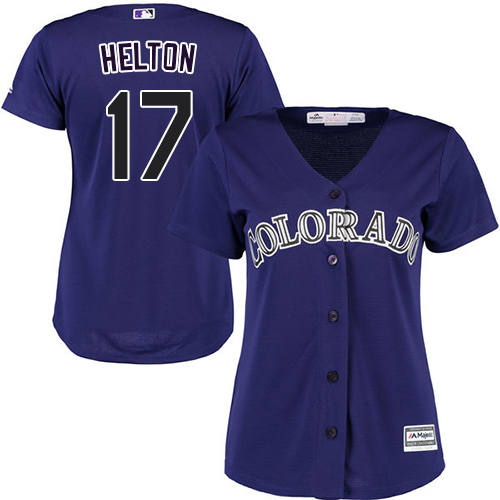 Rockies #17 Todd Helton Purple Alternate Women's Stitched MLB Jersey - Click Image to Close