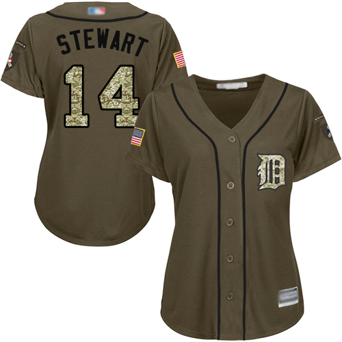 Tigers #14 Christin Stewart Green Salute to Service Women's Stitched MLB Jersey