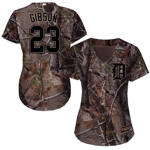 Tigers #23 Kirk Gibson Camo Realtree Collection Cool Base Women's Stitched MLB Jersey