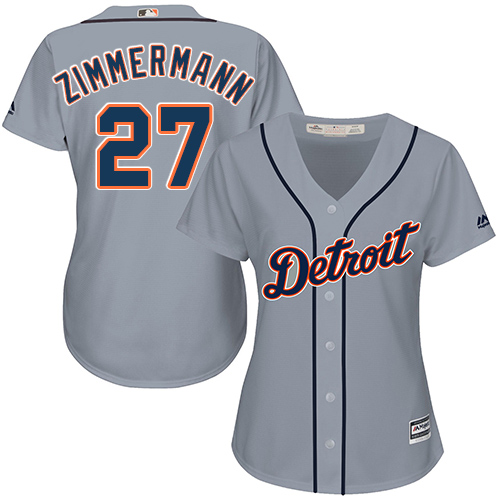 Tigers #27 Jordan Zimmermann Grey Road Women's Stitched MLB Jersey - Click Image to Close