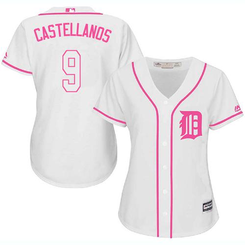 Tigers #9 Nick Castellanos White/Pink Fashion Women's Stitched MLB Jersey - Click Image to Close