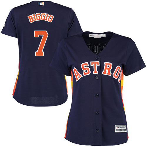 Astros #7 Craig Biggio Navy Blue Alternate Women's Stitched MLB Jersey - Click Image to Close