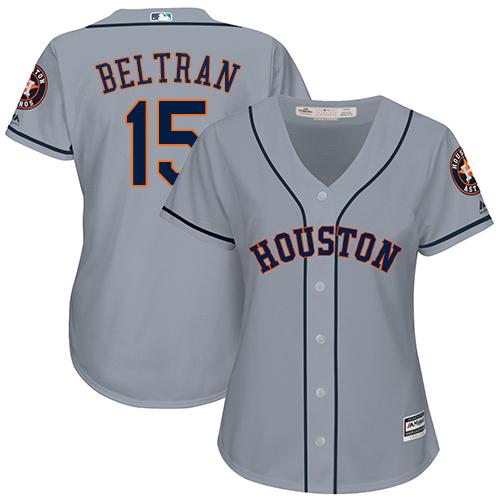 Astros #15 Carlos Beltran Grey Road Women's Stitched MLB Jersey - Click Image to Close