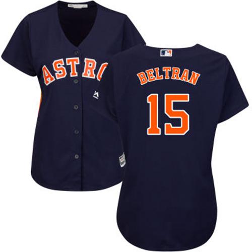 Astros #15 Carlos Beltran Navy Blue Alternate Women's Stitched MLB Jersey - Click Image to Close