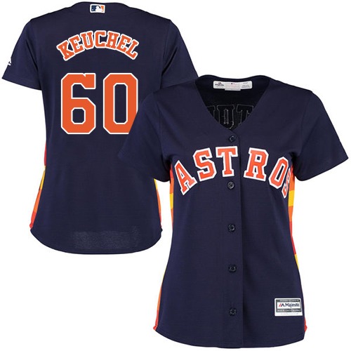 Astros #60 Dallas Keuchel Navy Blue Alternate Women's Stitched MLB Jersey